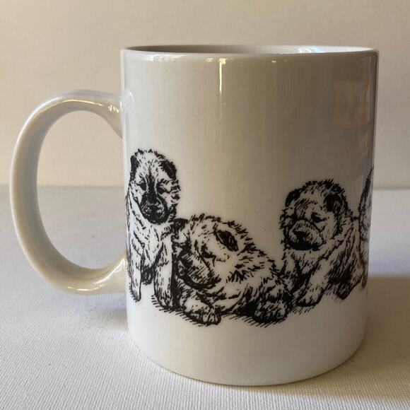 CHOW PUPPIES Mug Vintage 1988 CINDY FARMER Hand Decorated Porcelain ROSALINDE - Picture 1 of 8